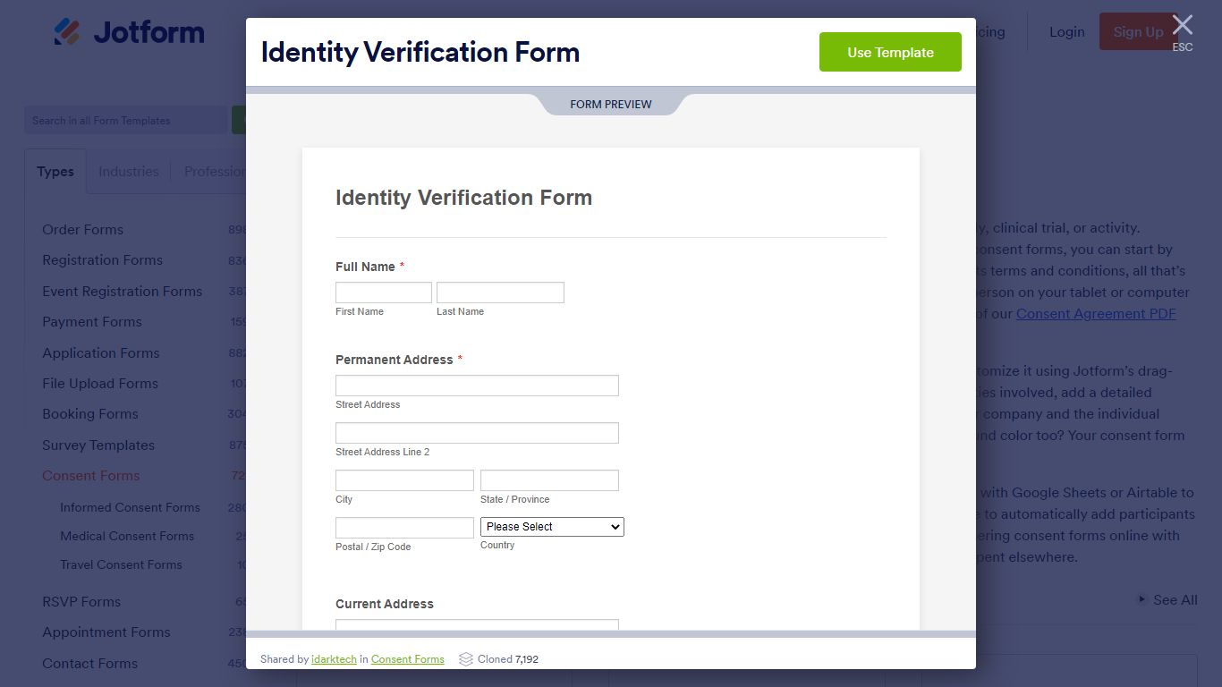 Identity Verification Form Template | Jotform