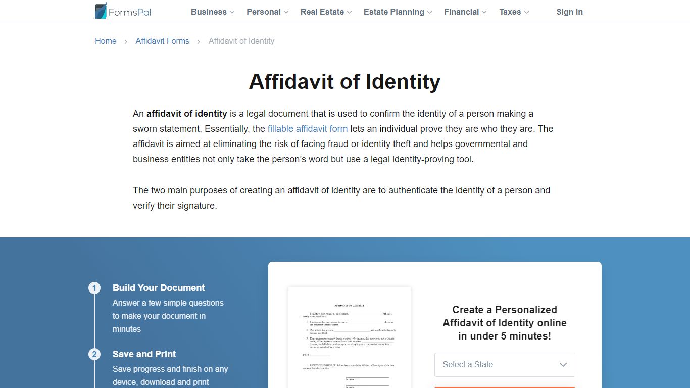 Free Affidavit of Identity Form [Fillable PDF Template] - FormsPal